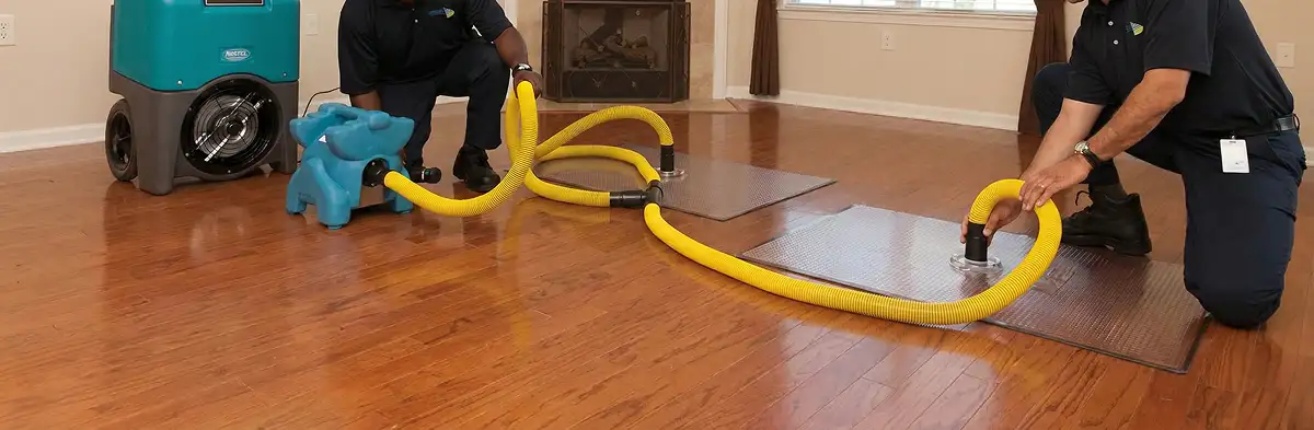 emergency water removal technicians extracting standing water from a home using professional equipment in Baton Rouge, LA