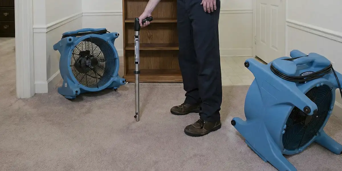 emergency water removal equipment deployed to dry a flooded residential interior in Baton Rouge, LA